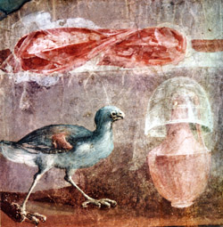 Still Life Fresco from Herculaneum with wading bird and carafe