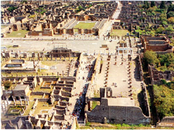 Bird's eye view of Pompeii ruins