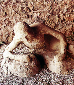 Plaster cast of an ancient Pompeian