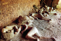 Plaster casts of human beings in the House of the Fugitives in Pompeii