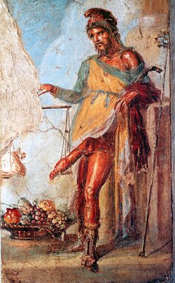 Affresco di Priapo all'entrata della Casa dei Vetti 