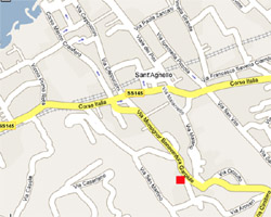 The red square shows the exact location of Sara apartment in Sant'Agnello