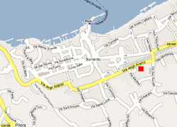 The red square shows the exact location of Rachele Apartment in Sorrento