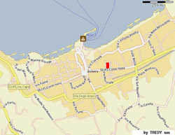 House in Sorrento: The red rectangle shows the exact location of Lauro House in the Sorrento centre
