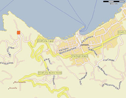 Sorrento Vacation Apartments: The orange square shows the exact location of the Kalimera vacation apartments in Sorrento