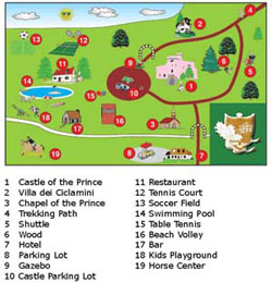 Hotel Amalfi Coast: Plan of the touristic complex Antico Parco del Principe along the Amalfi Coast