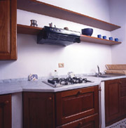 Kitchen of Florio apartment in San Gimignano